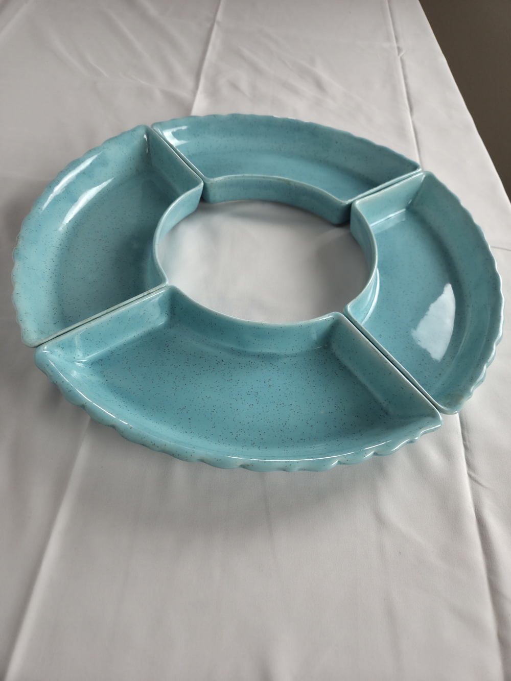 Vintage..Aqua Glazed Decorative Ceramic Bowl - Home Dining Serveware...